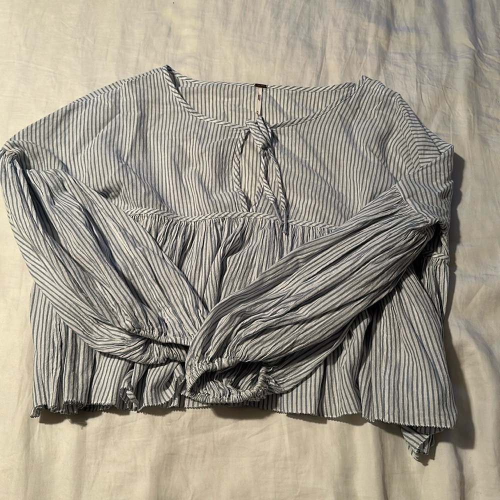 Free People cotton top. Blue and white stripe. Size M